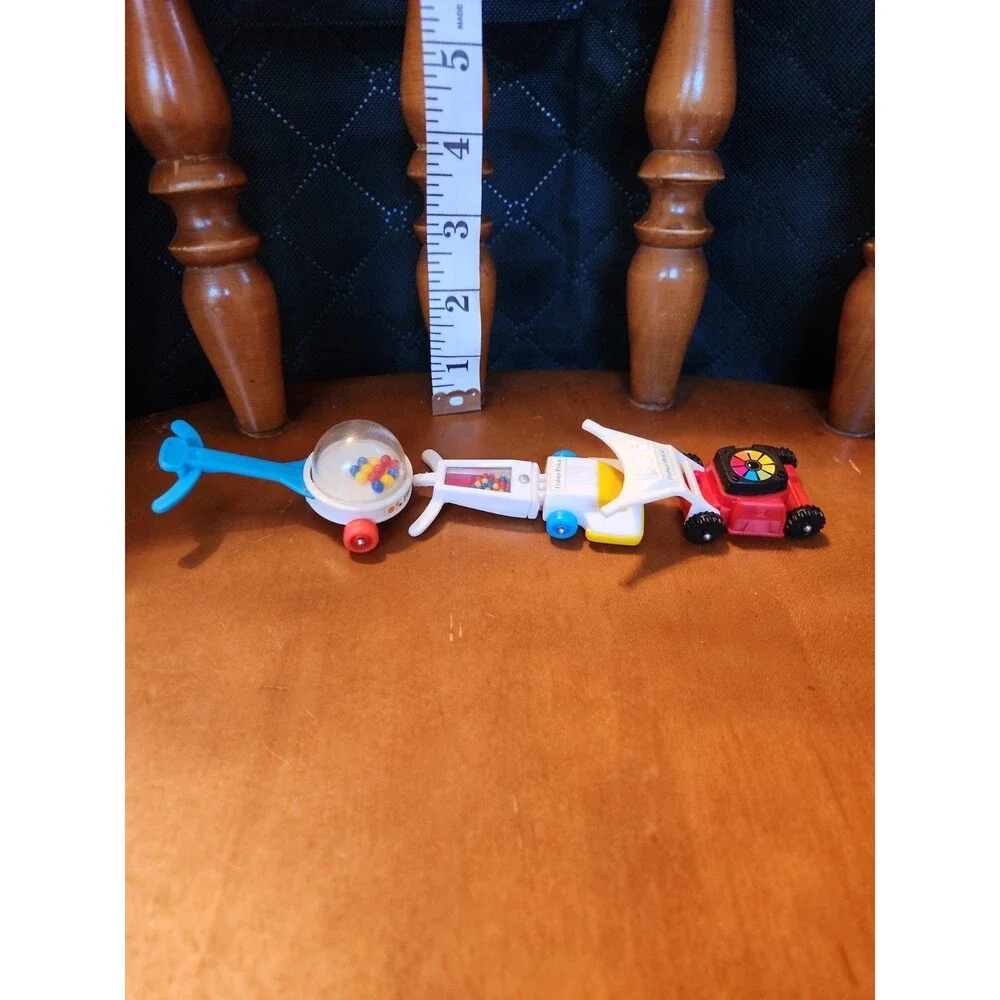 Fisher Price Mini Accessories, Lawn Mower, Upright Vacuum, Push Toy-Vintage- HTF